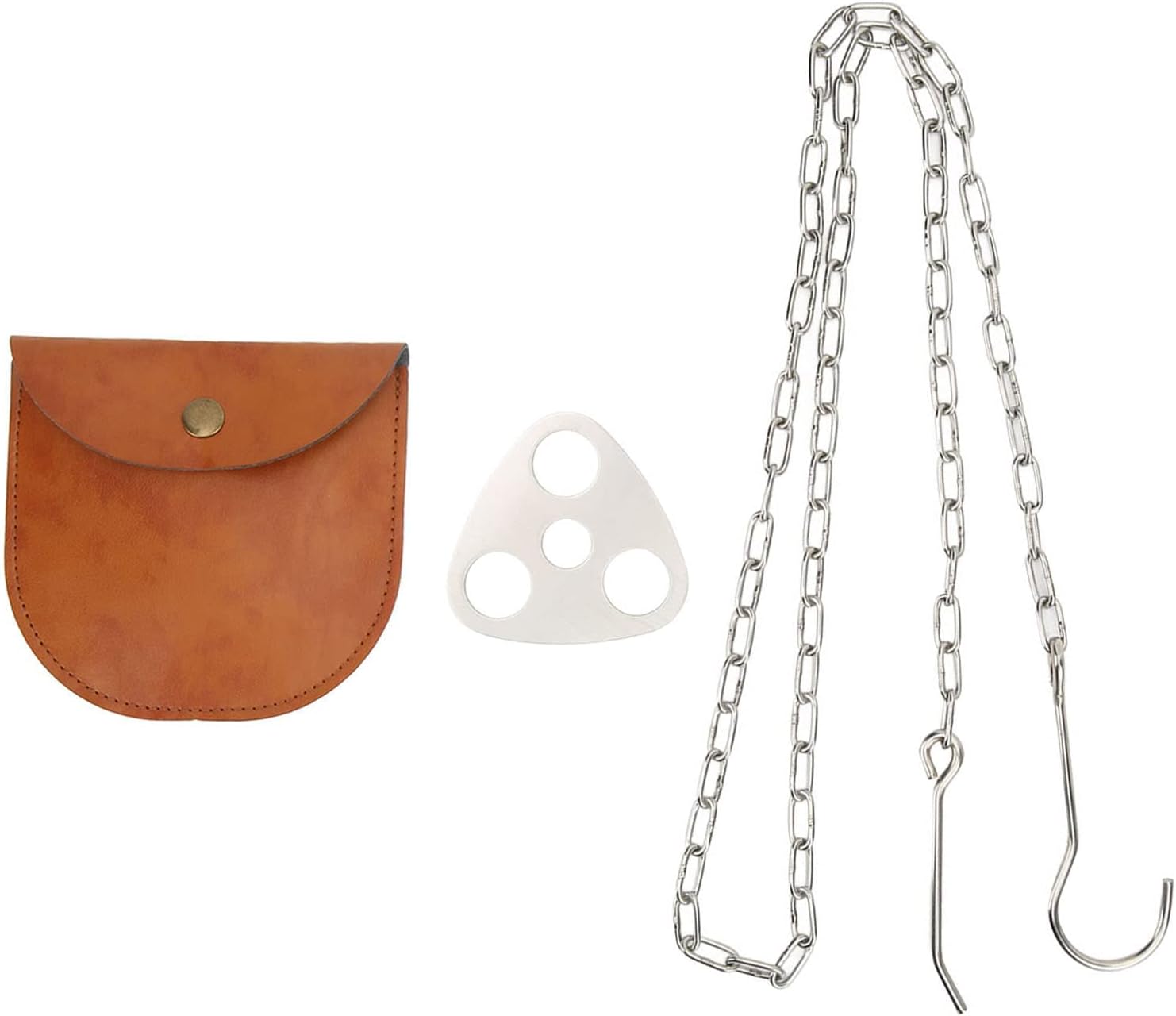 Portable Camping Tripod Board with Hanging Chain and Storage Bag, Stainless Steel
