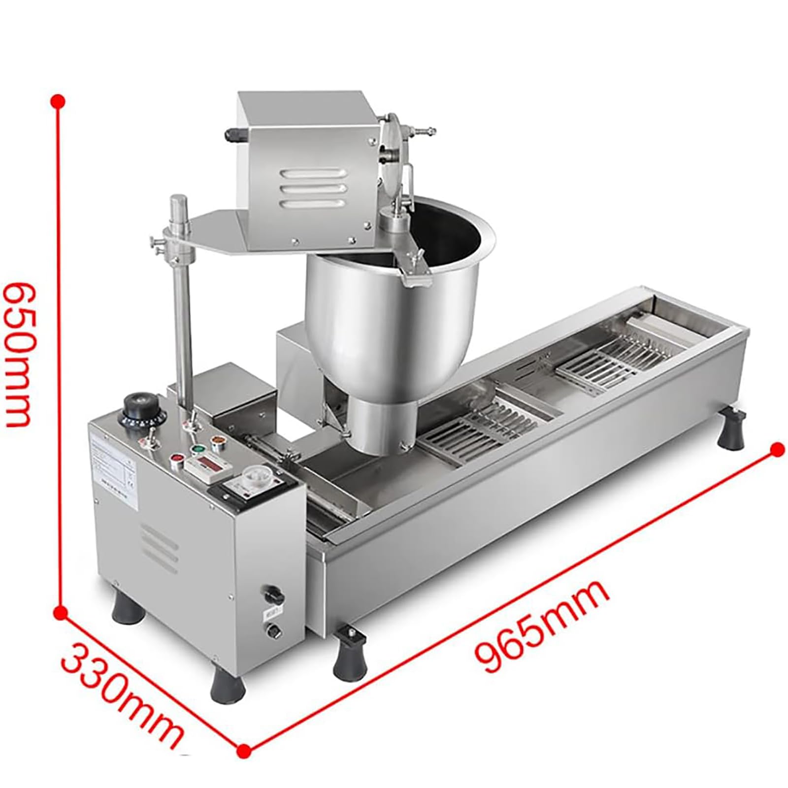 Máquina automática para hacer donas de una hilera, máquina automática para hacer donas, máquina para hacer donas con tolva de 7 litros, controle fácilmente la temperatura del aceite y el tiempo de f