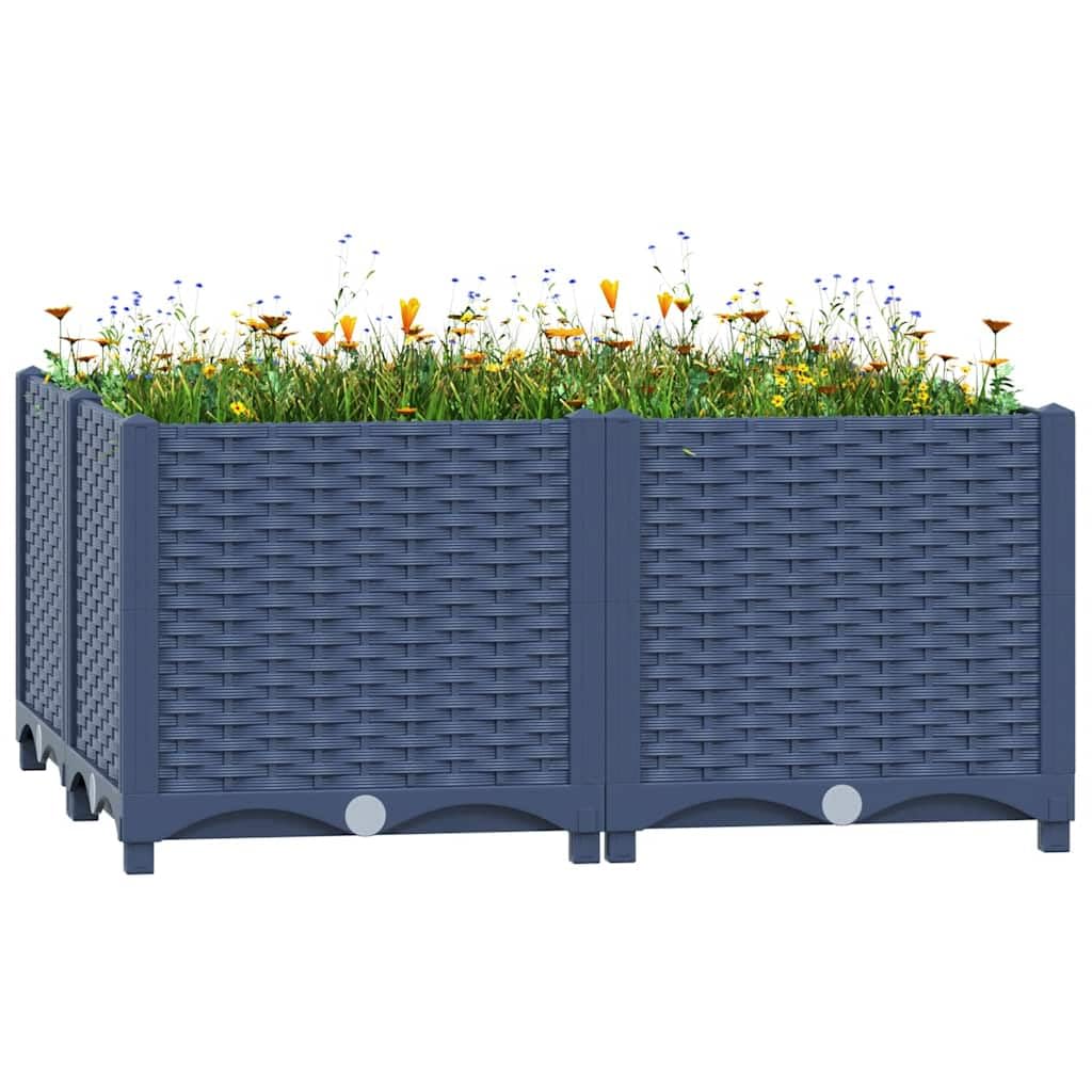 Bancal alto de 80 x 80 x 38 cm de polipropileno, robusta maceta para jardín, balcón y terraza, jardinera cuadrada para verduras y hierbas en color gris azulado