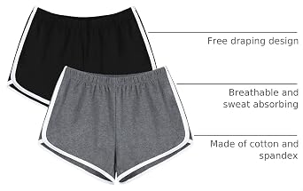 URATOT Women's Cotton Gym Yoga Summer Running Active Dance Elastic Shorts, Pack of 2