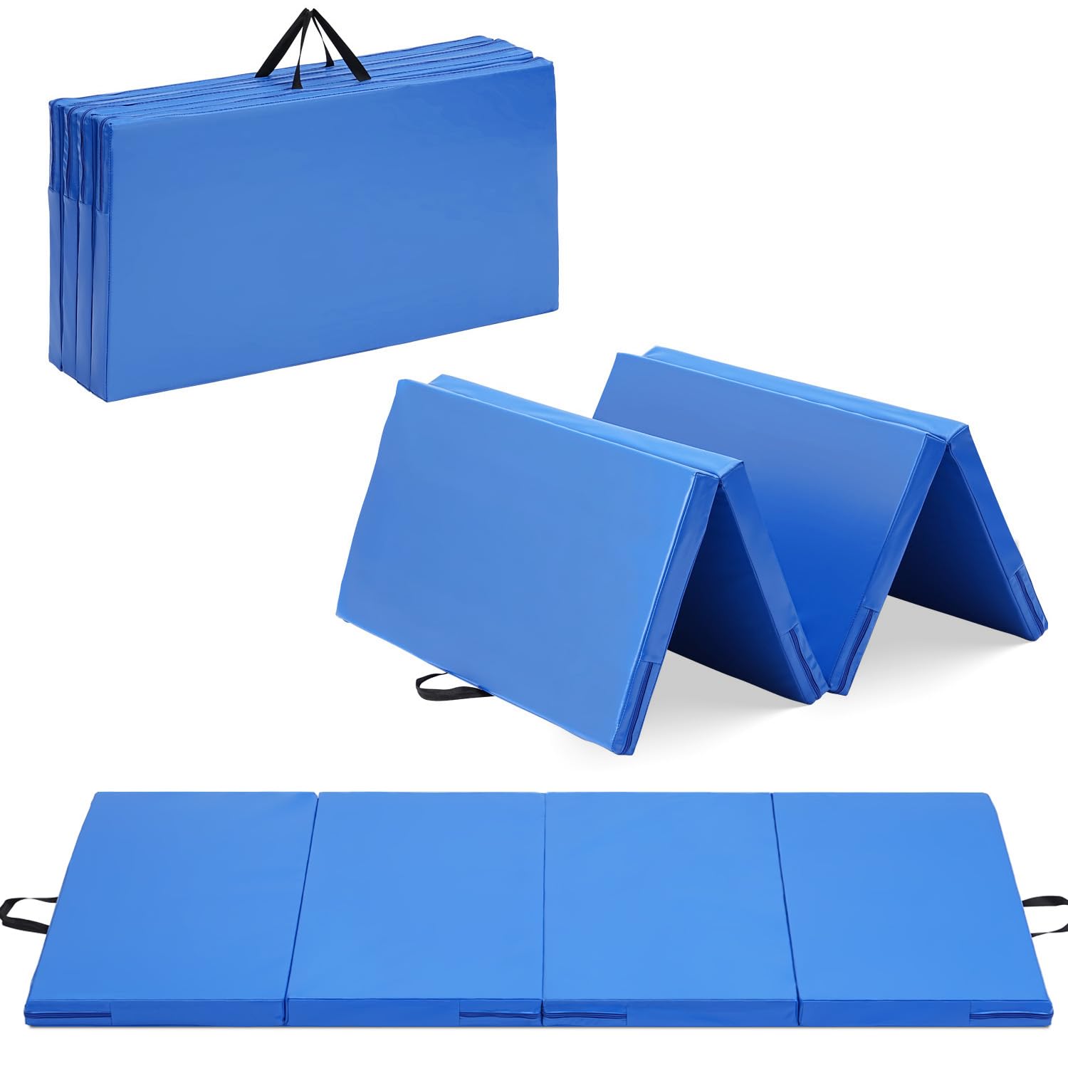 Gymnastics Mat, 3'x6'/4'x8' Thick Folding Kids' Gymnastic Tumbling Mat with Carrying Handles for Home Gym Exercise & Play
