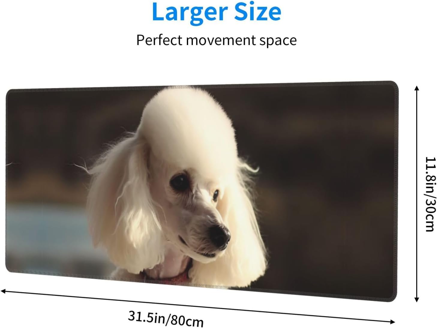 Large Gaming MousePad with Non-Slip Rubber Base Extended Laptop Desk Pad 31.5x11.8inch Long Computer Keyboard MouseMat French Poodle Mousepad for Home Office Work