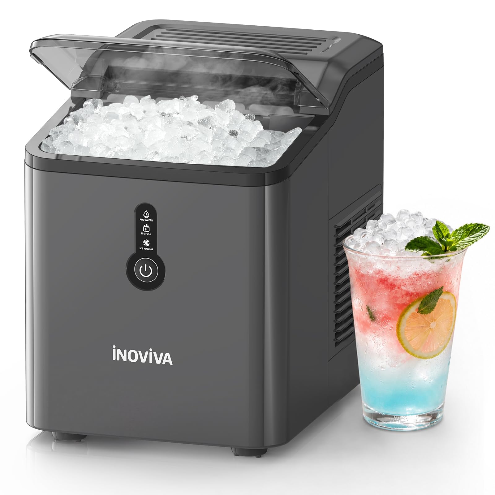 Photo 1 of ***Parts Only*** Inoviva Ice Makers Countertop, Nugget Ice Ready in 6 Mins, Self-Cleaning, One-Click Operation, Ice Machine with Smart Infrared Sensing,26.5LBS/Day, Portable Design Ideal for Home, Rv, Office, Party