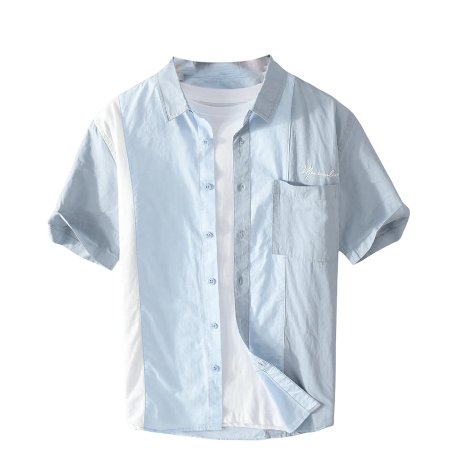 Chemise d'été manches courtes homme patchwork : style sans étouffer