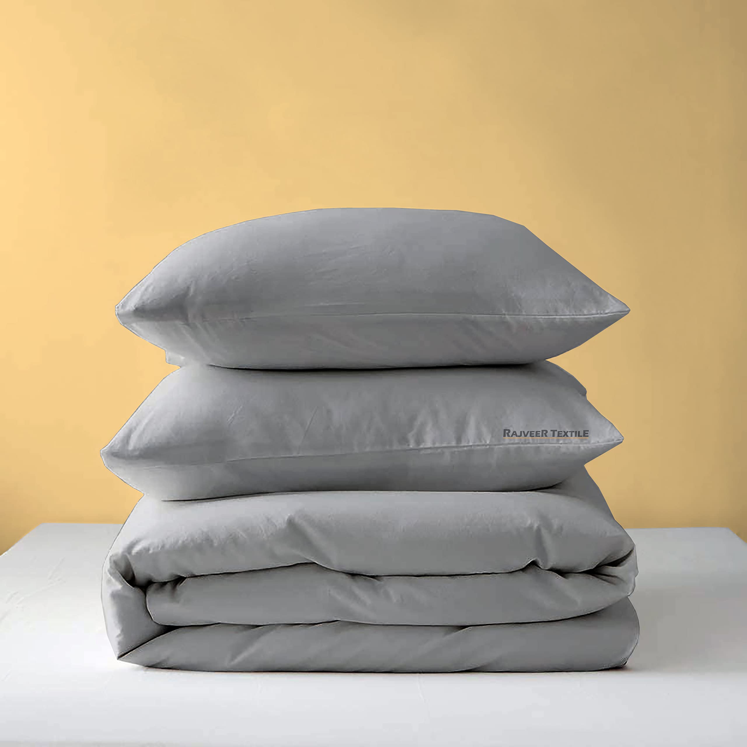 Duvet Cover Set Single Bed Size,Soft Washed Microfiber 3 Pieces Bedding Set-with 4 Corner Ties -1 Duvet Cover (61"x91" Inches) with 2 Pillowcases (18"x28" Inches) Silver Color-image-16