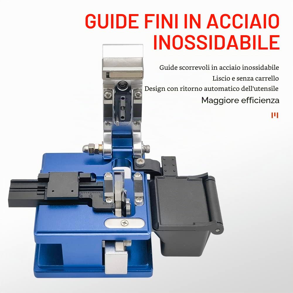 T28 Fiber Cleaver 24 Cleaving Spot 48000 Cleaves per taglio chiaro, taglierina in fibra ottica ad alta precisione con supporto 3 in 1 e guida di rimbalzo automatico