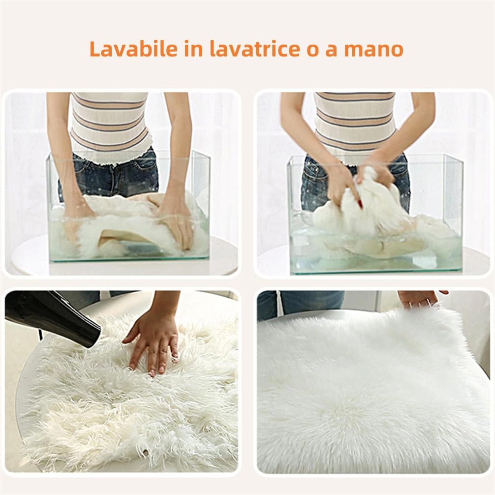 Faux Lana Pelliccia Tappeto, Soffice Shaggy Della Pelliccia Imitazione Tappeti Longhair Effetto Pelliccia Divano Letto, Usato per Camera da Letto Decorazione (50 x 100 cm,Bianco)