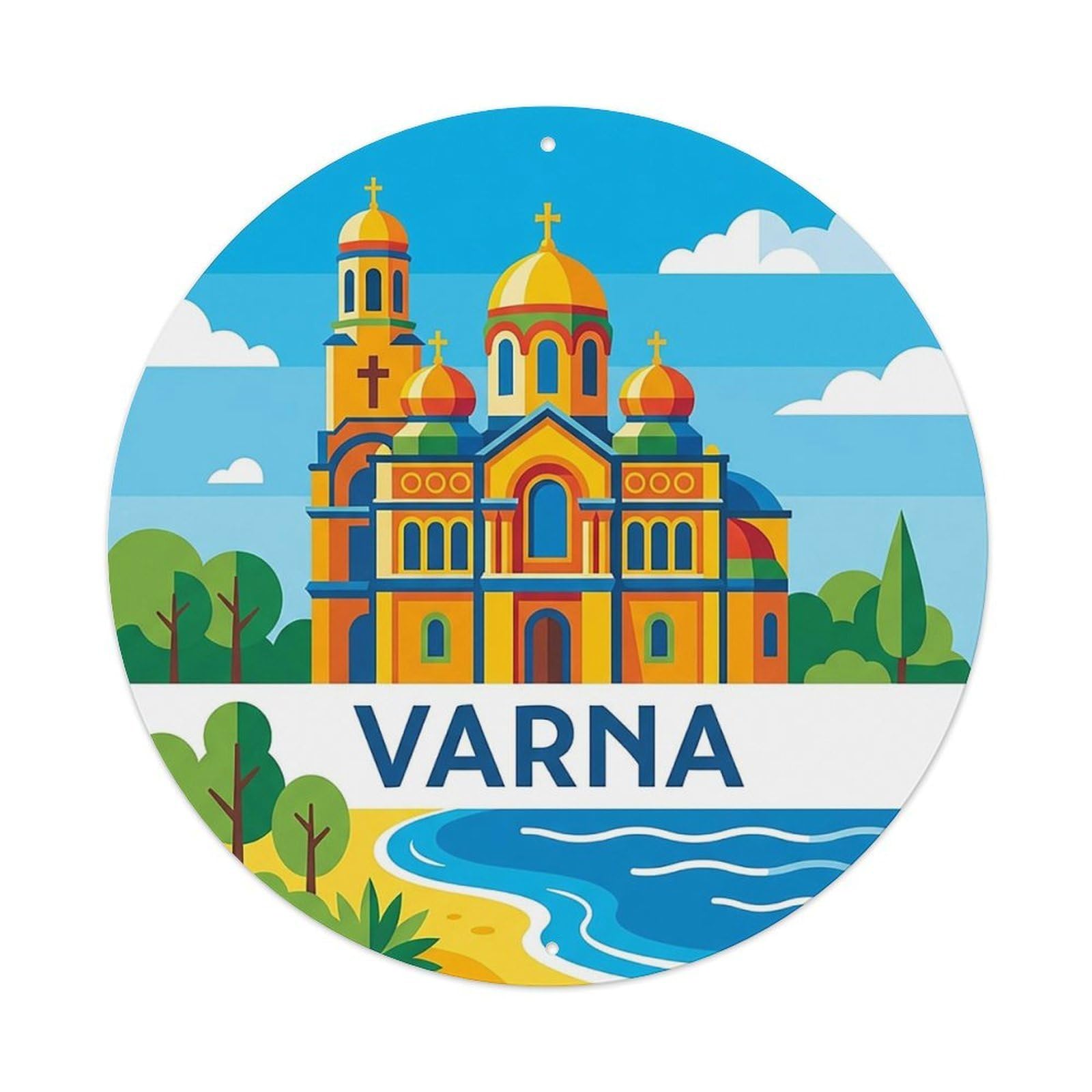 Bulgaria Vintage Travel Varna Vintage Metal Tin Sign Plaque Wall Decor for Cafe, Club Bar, Office, Garden Metal Poster 8x8Inch