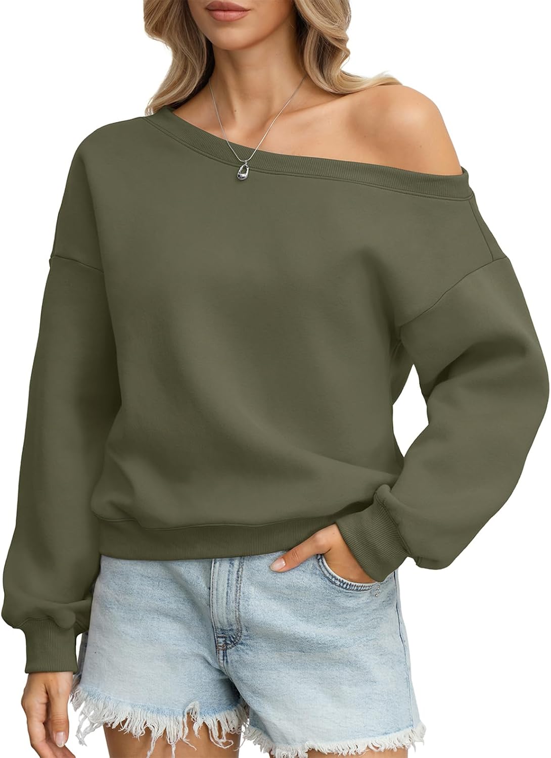 EasyGala Womens Fleece Sweatshirts Oversized Off The Shoulder Pullover Tops Casual Long Sleeve Comfy Fall Outfits 2026