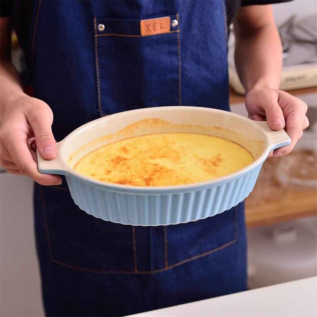 Cutlery Set 4-Piece Oval Baking Dish Plate Set Oven to Table Baking Dish with Ceramic Handles Ideal for Lasagne/Pie/Casserole/Tapas (Color : D) (D) (A)