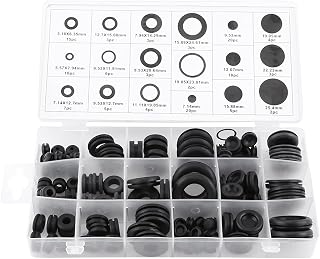 with a Storage Box 125Pcs Wire Grommet Assortment 18 Sizes Firewall Hole Plug Rubber Electrical Wire Gasket Black for Electric Equipment Box Industrial