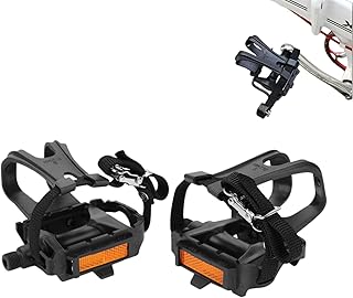 Pedales de bicicleta con clips y correas, pedales antideslizantes para bicicleta estática, bicicleta de carretera, spinning bike y bicicleta de montaña