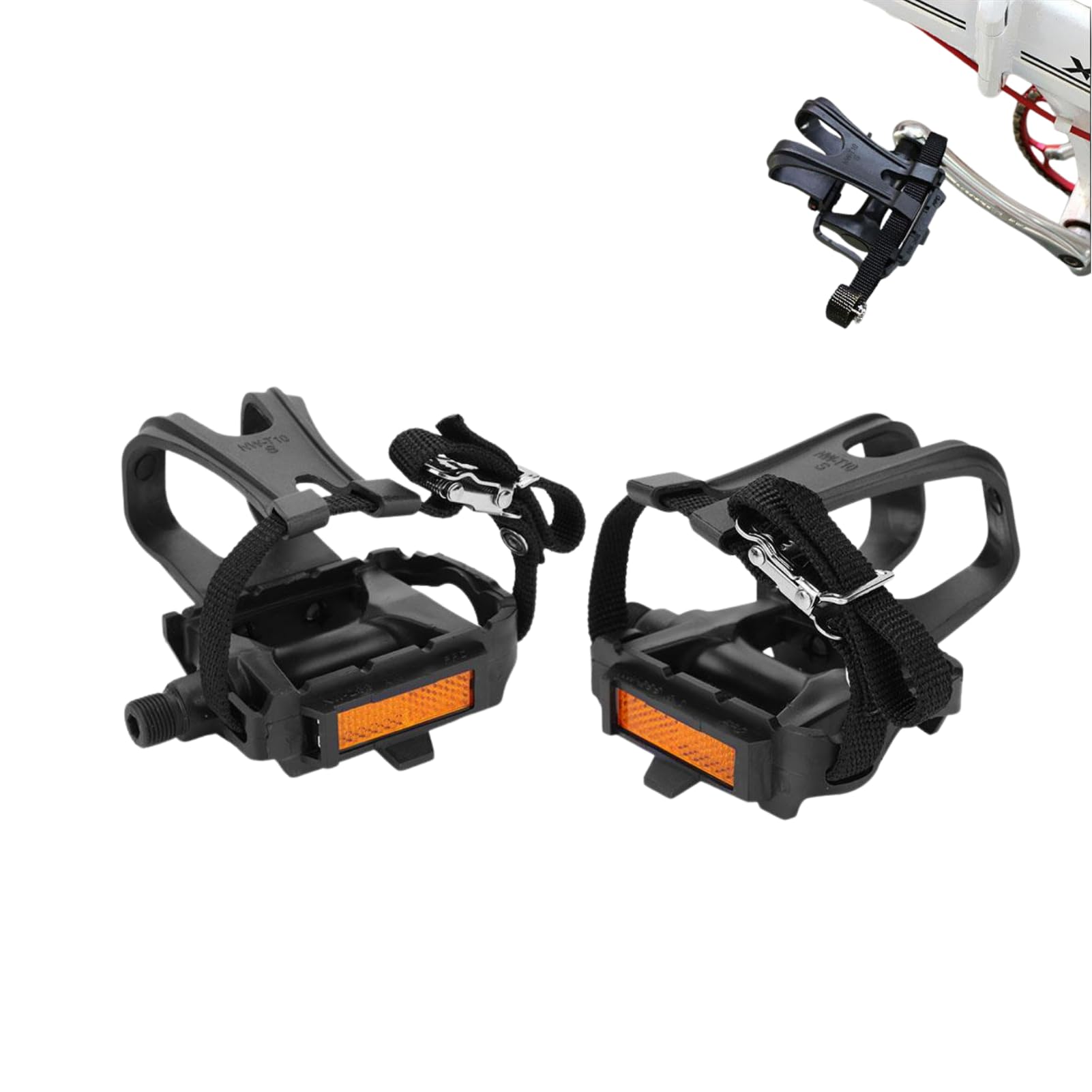 Pedali per bicicletta con clip e cinghie, pedali antiscivolo, per cyclette, bici da corsa, spinning e mountain bike