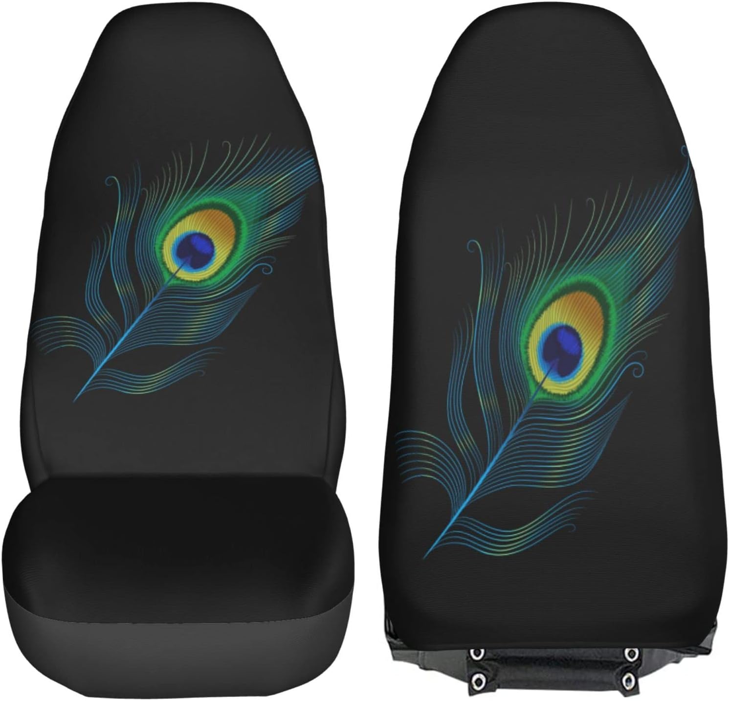 Gradiennt Green Peacock Feather 2 Pcs Car Seat Covers Set Vehicle Front Seat Protector Auto Interior Accessories Protetors Car Mat Covers Universal fit Most Car SUV Van Truck