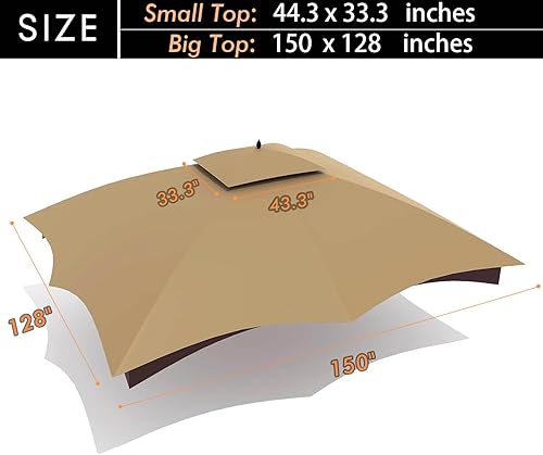 Miniatura 3 de ontheway Toldo de repuesto para cenador Lowe's Allen Roth de 10 x 12 pies #GF-12S004B-1 (marrón)