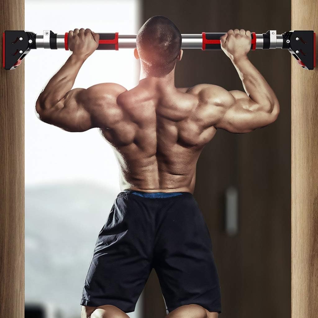 Pull-Up Bars Horizontal Bar Door Horizontal Bar Punch-Free Retractable Pull-up Device Home Wall Stretching Training Equipment Strength Training Equipment (Color : Black, Size : 110-135CM)