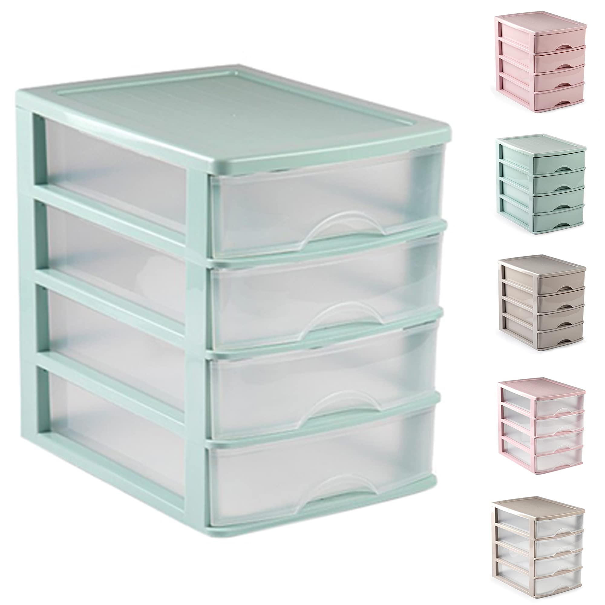 3 Drawers Plastic Desktop Storage Unit with Drawers, Stationary Arts Drawer Desktop Tabletop Organiser Storage Tower Unit for Office Bedroom Garage (17 x 13.5 x 17cm, Black with Clear Drawers) — view 11