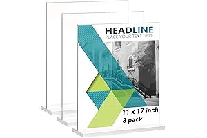 3 Pack Acrylic Sign Holder 11x17, Clear T-Shaped Sign Holder