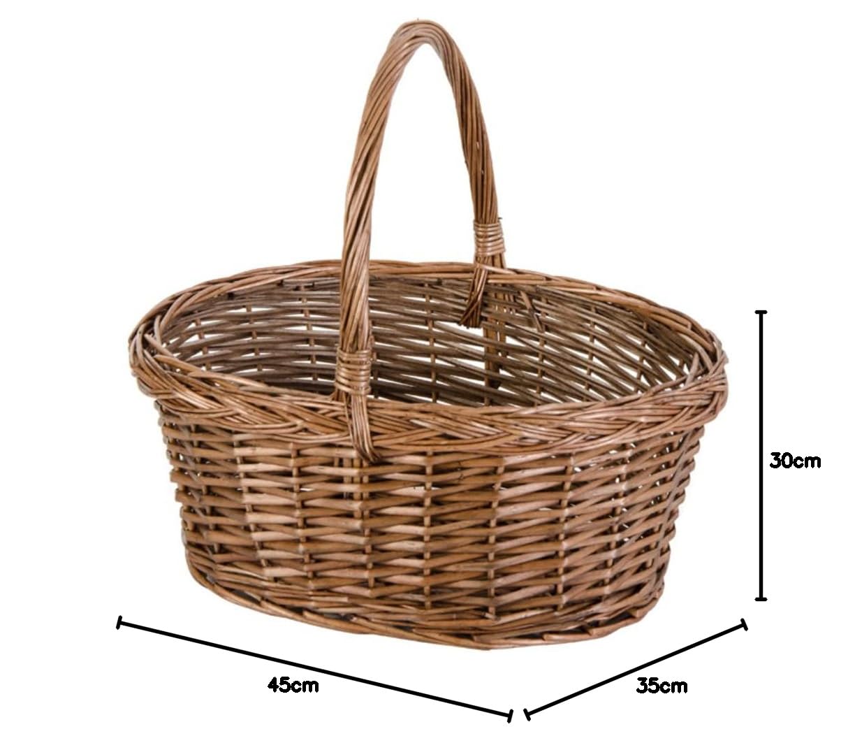 VERDELOOK Cesto Olandese in Vimini Spaccato con Manico, 39x29 h30 cm