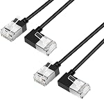 Chat flexible 6 Câble Ethernet 90° Angle droit 15 Pieds, Ultra Mince & Mince Rj45 LAN Gigabit de cordon applicable pour Mac, PC, Routeur, Ps4/5, (Noir)