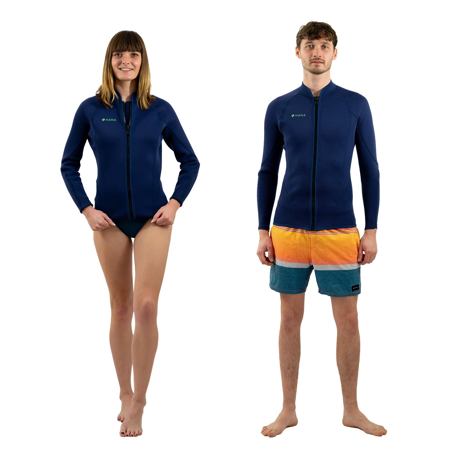 HANA Maui Jacket – Veste Néoprène 2mm Unisexe – Top Thermique Super Stretch Limestone – Zip Poitrine – Idéal Surf, Paddle, Snorkeling & Kayak