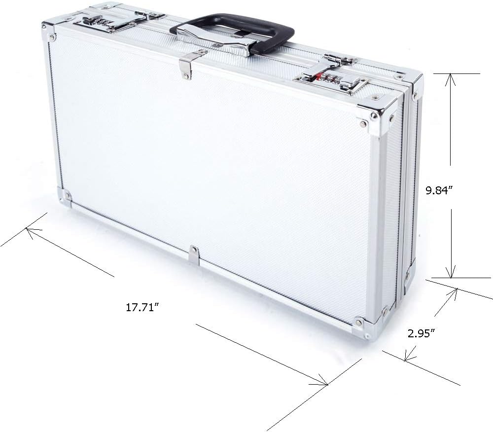 Amebee Gun Safe Aluminum ABS Foam Case Solid Framed Locking Gun Pistol Hand Gun Lock Box Hard Storage Hand Carry Value Items Security Gun Box Compact Size inches Secure Carry Solid