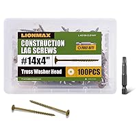 Vista 25 de Tornillos de rezago LIONMAX de 4 pulgadas, tornillo estructural para madera #14 x 4, 50 piezas de tornillo de construcción resistente, resistente a