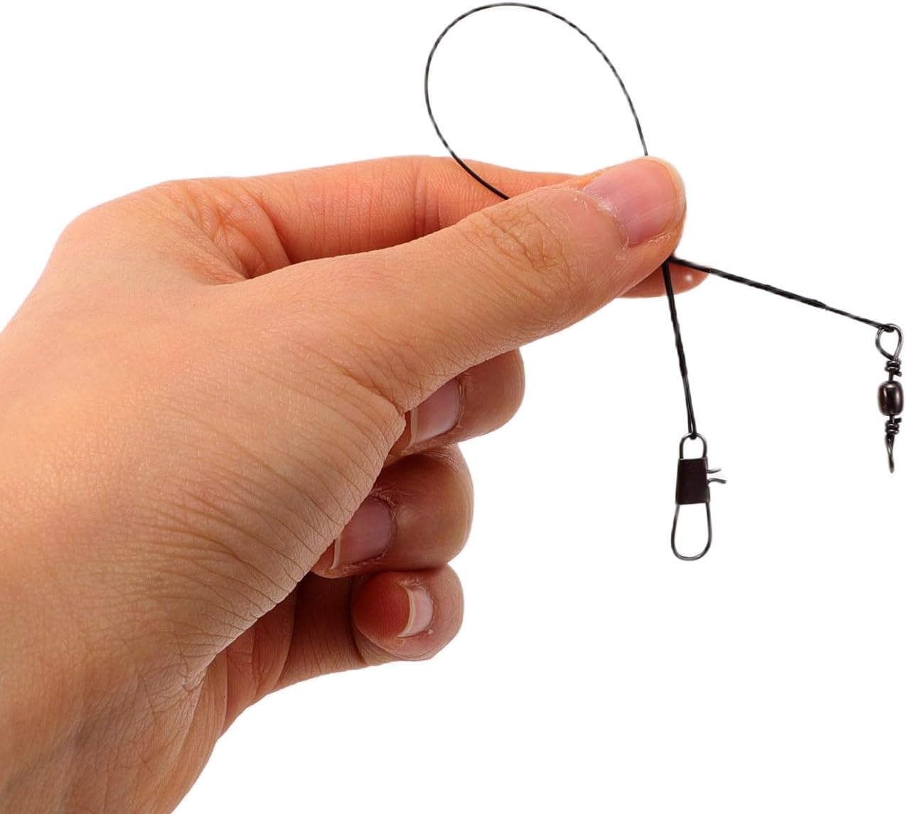 50pcs Steel Wire Fishing Leader Line with Swivel Clip, 15cm Black Anti-bite Saltwater Fishing Gear for Freshwater and Saltwater Anglers