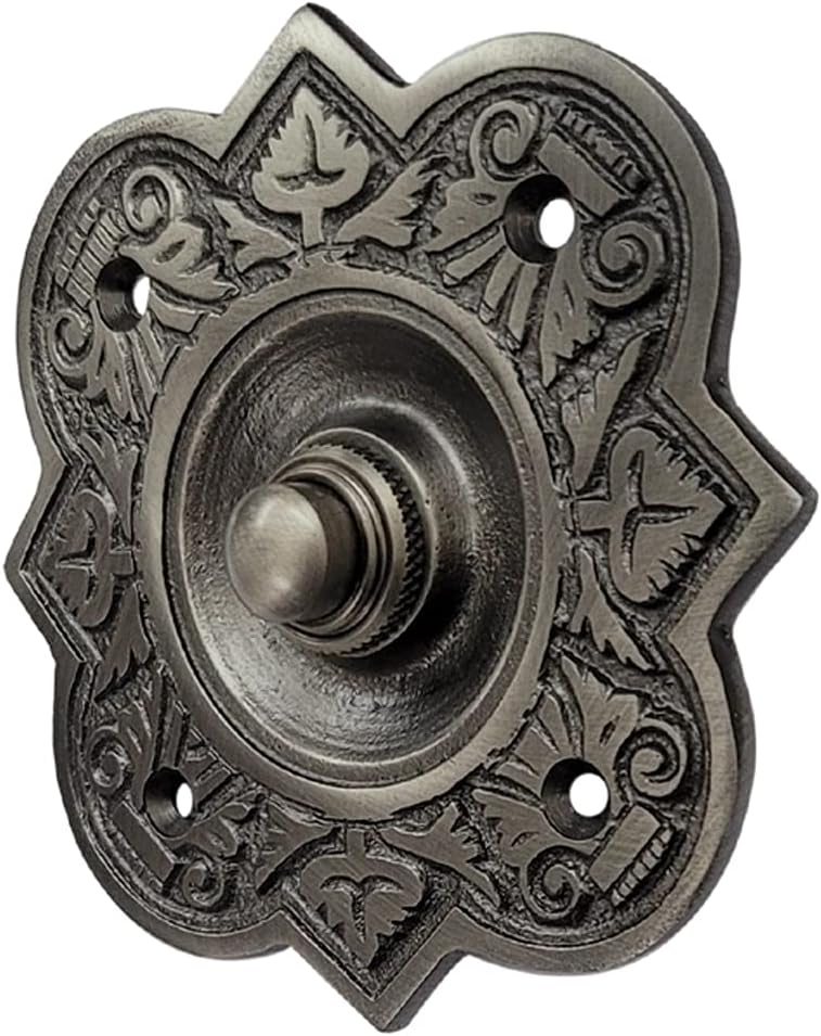 Adonai Hardware Parshandatha Decorative Brass Bell Push or Door Bell or Push Button (Antique Brushed Nickel)