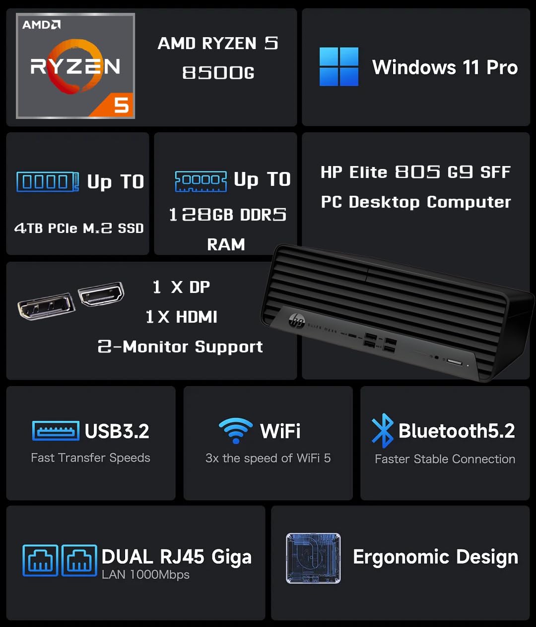 Amazon.com: HP EliteDesk 805 G9 Business Desktop Computer, AMD