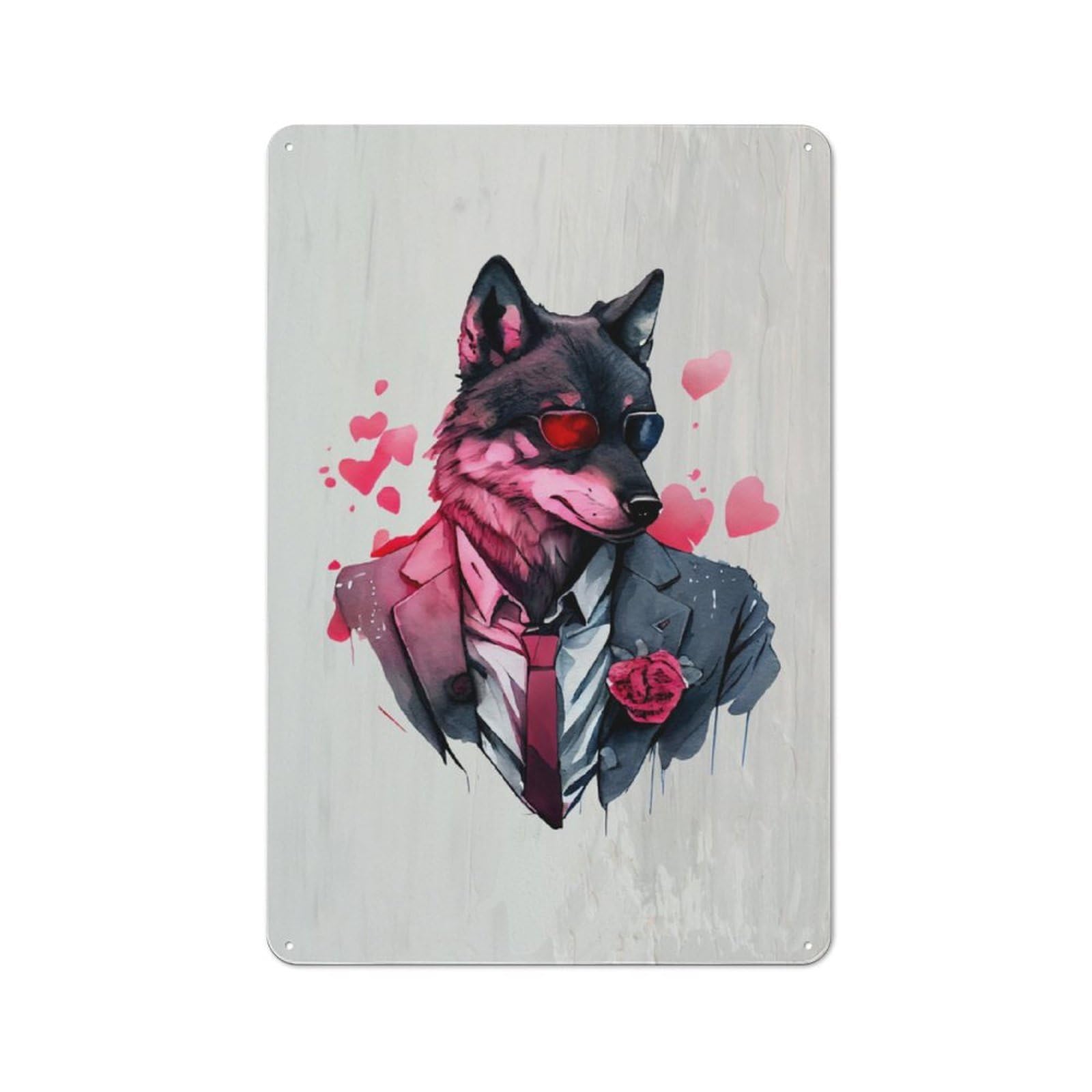 Junmoney Gangster Wolf Funny Vintage Tin Sign 30X20cm With For Garage Wall, Suited To People Furnishing A Garage