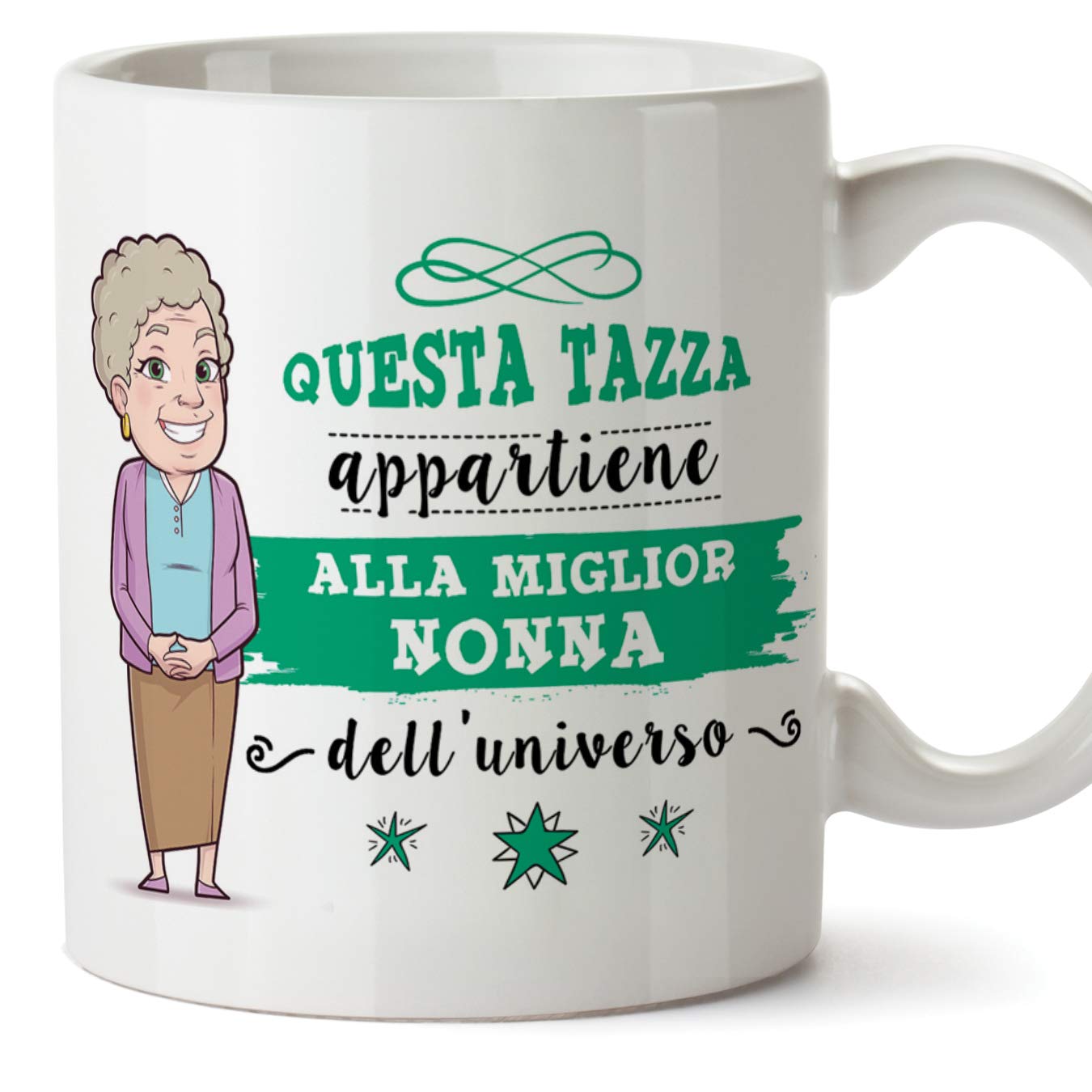 (Mug in Italian) grandmother Original coffee cups and grandmother's breakfast - This cup belongs to the best grandmother in the universe - Ceramica 350 ml โ image 1