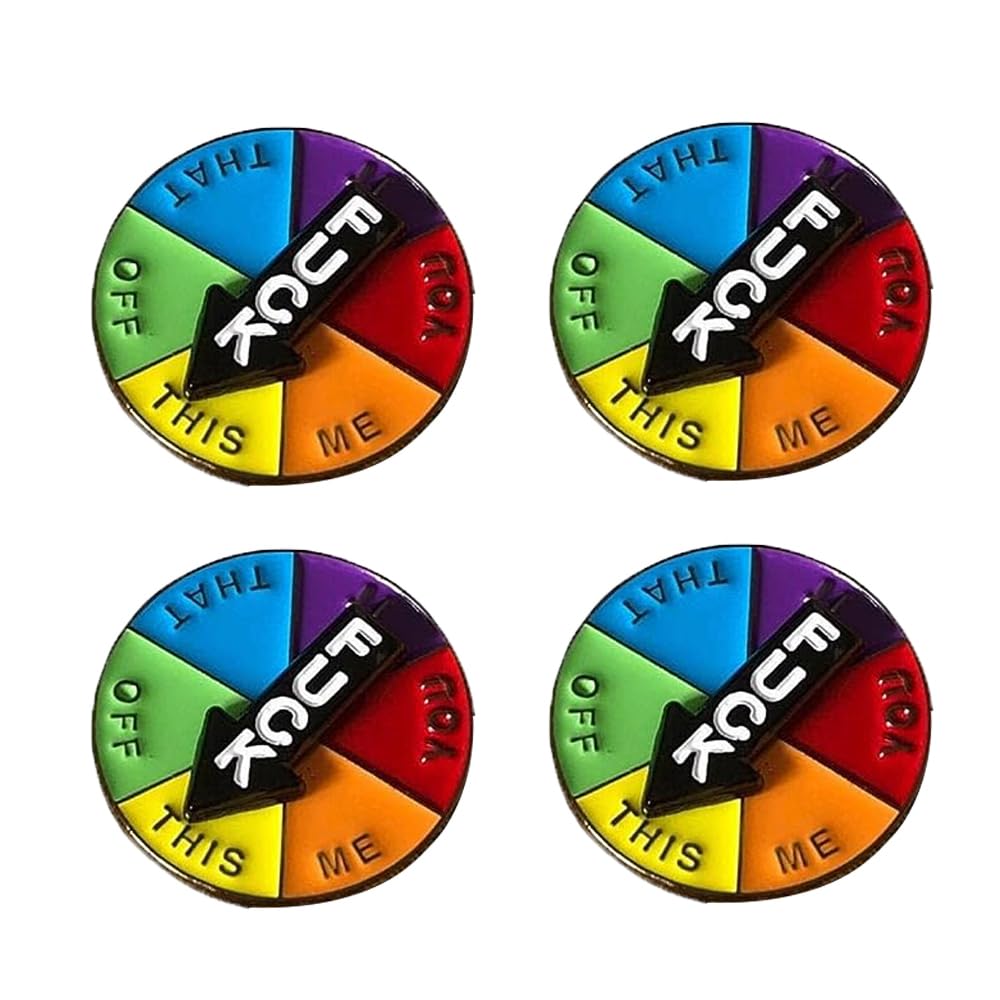 Rotating Enamel Badge, Color Wheel Enamel Pin, Funny Lucky Wheel Pin with Rotatable Arrows Lapel Pin, Lucky Wheel Pin,for Women and Men Clothing Backpack Hat Decoration (4PCS)