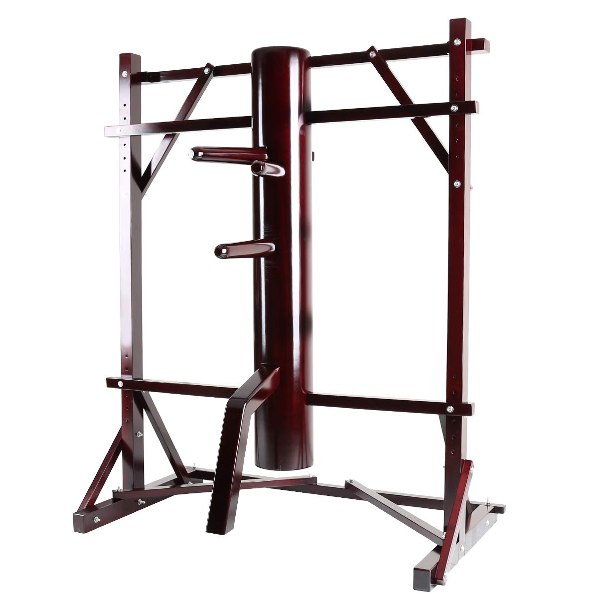 Adjustable Height Wing Chun Dummy Mook Yan Jong IP Man Training Target Wood with Frame Stand