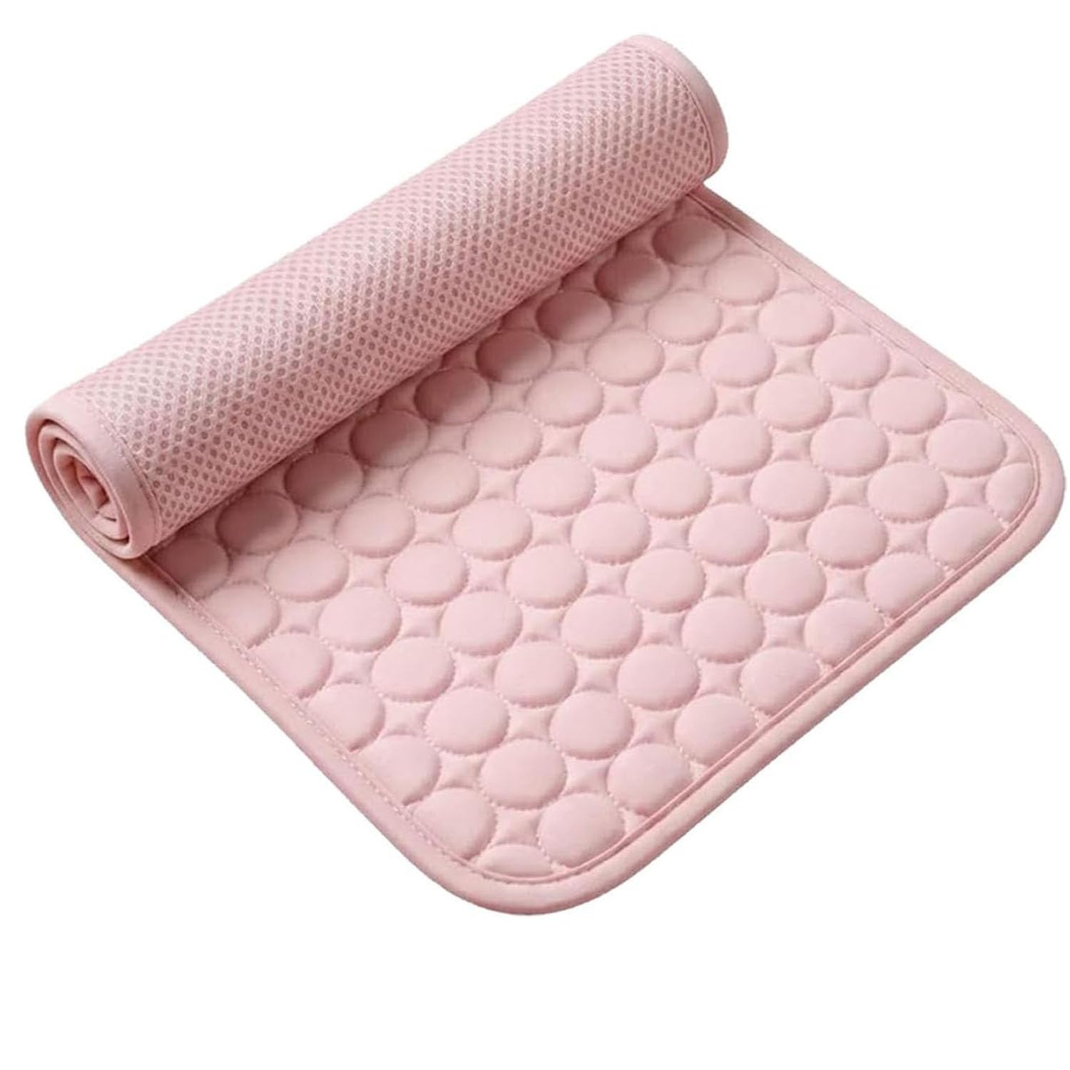 Cat Cooling Mat for Summer, Ice Silk Self Cooling Mat for Dogs & Cats Portable & Washable Ice Silk Cooling Mat (Pink,L)