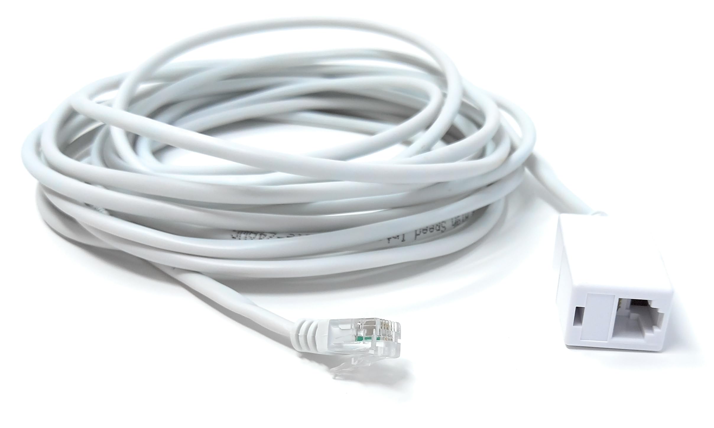 DRUT 5m RJ11 to RJ11 ADSL 2+ Male to Male Cable with Female Coupler, BT Telephone, Broadband, Modem Extension Lead - Image 2
