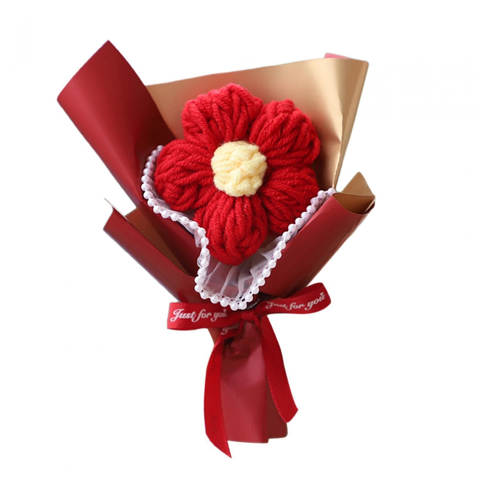 TWISAXC Eternal Blessings Hand Knitted Flower Bouquet For Special Celebrations Artificial Flower Bouquet Thanksgiving Gift Women Is Exquisite And Elegant, Style G