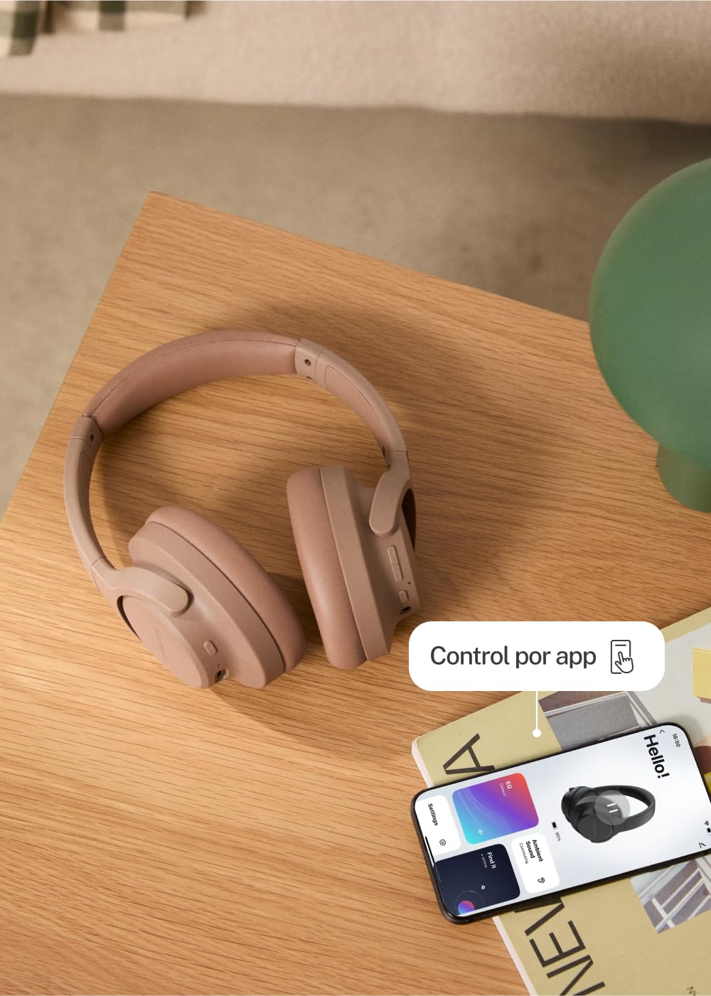 CREATE / HEADPHONES ANC STUDIO/Cuffie wireless over-ear moka/Cancellazione del rumore, pieghevoli, bluetooth, ricarica rapida USB-C, 4 microfoni, 20W