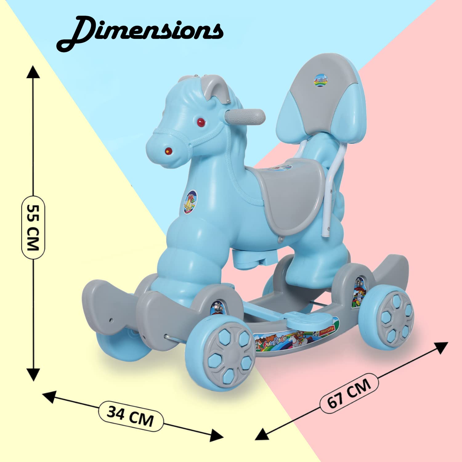 Fun Ride Musical Rocking Horse Ride On For Kids, Murphy Super 2-In-1 Horse Rocker&Ride On Toy With Backrest, Ideal Age, 1 Year To 3 Years, Weight Supported, Upto 25 Kg, Green 2