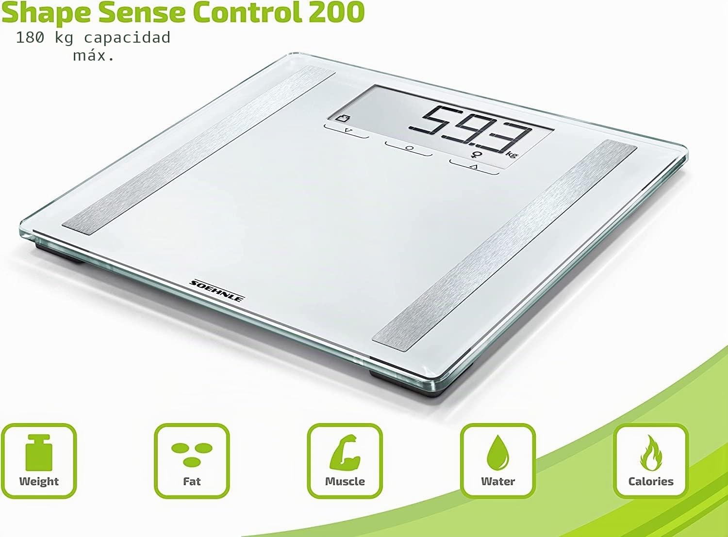 Soehnle Báscula de Análisis Corporal Shape Sense Control 200, 180 kg