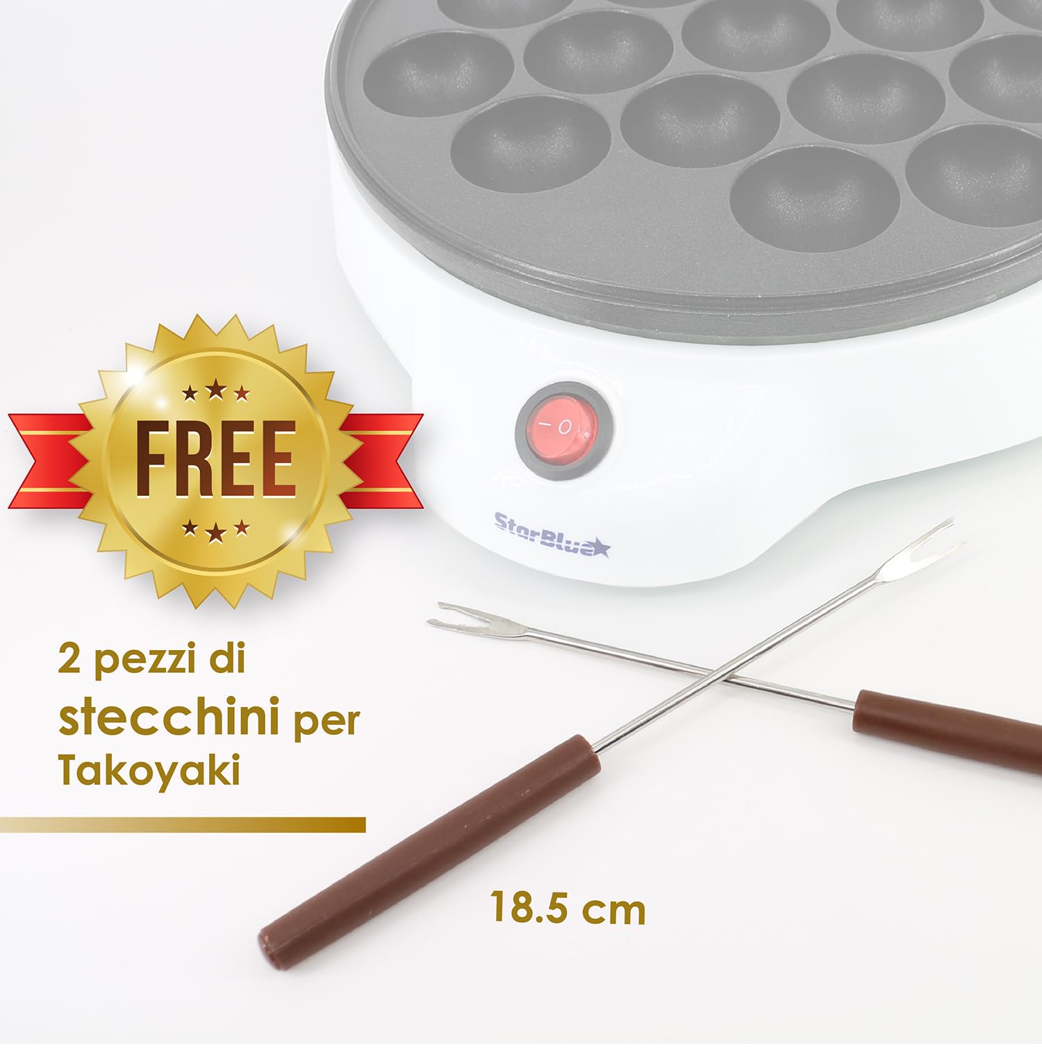 StarBlue Macchina per Takoyaki Elettrica 650W 220-240V 50/60Hz Spina Europa