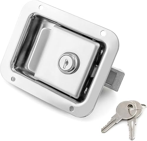 Miniatura 6 de QWORK Cerradura de remolque de viaje, paquete de 4, cerradura de puerta de acero inoxidable para camiones, cajas de herramientas, 4 cerraduras con 8