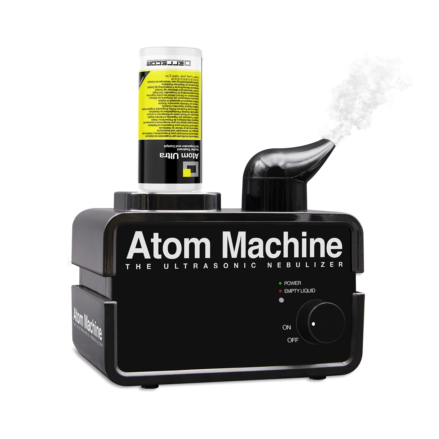 ERRECOM Kit per la Purificazione di Ambienti, Abitacoli e Impianti A/C Automobili:1 Atom Machine, Nebulizzatore a Ultrasuoni e 12 flaconi di Liquido Purificante Atom Ultra al Limone da 120 ml
