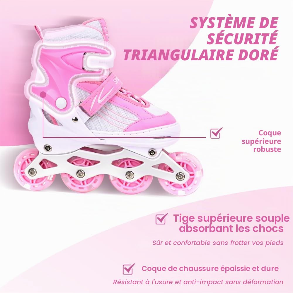 Rollers en Ligne Enfants Filles Garçon Tailles Ajustables