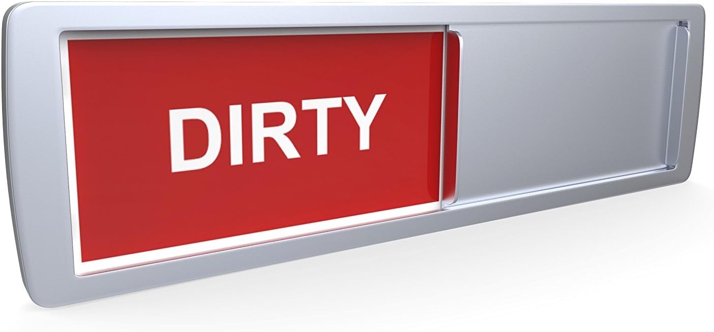 Premium Clean Dirty Dishwasher Magnet - Dishwasher Management Made Easy Metal and Acrylic, Easy-to-Read Labels, Magnetized Slider - Dishwasher Magnet Clean Dirty - Silver