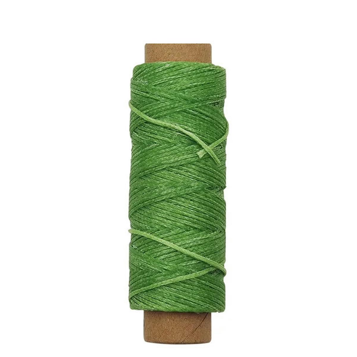 Hilo de Coser，Hilo de poliéster Hilo Encerado Plano Línea de Costura Encerada Plana Cordón Encerado Hilo for Coser a Mano(No.9 Fruit Green,30m)