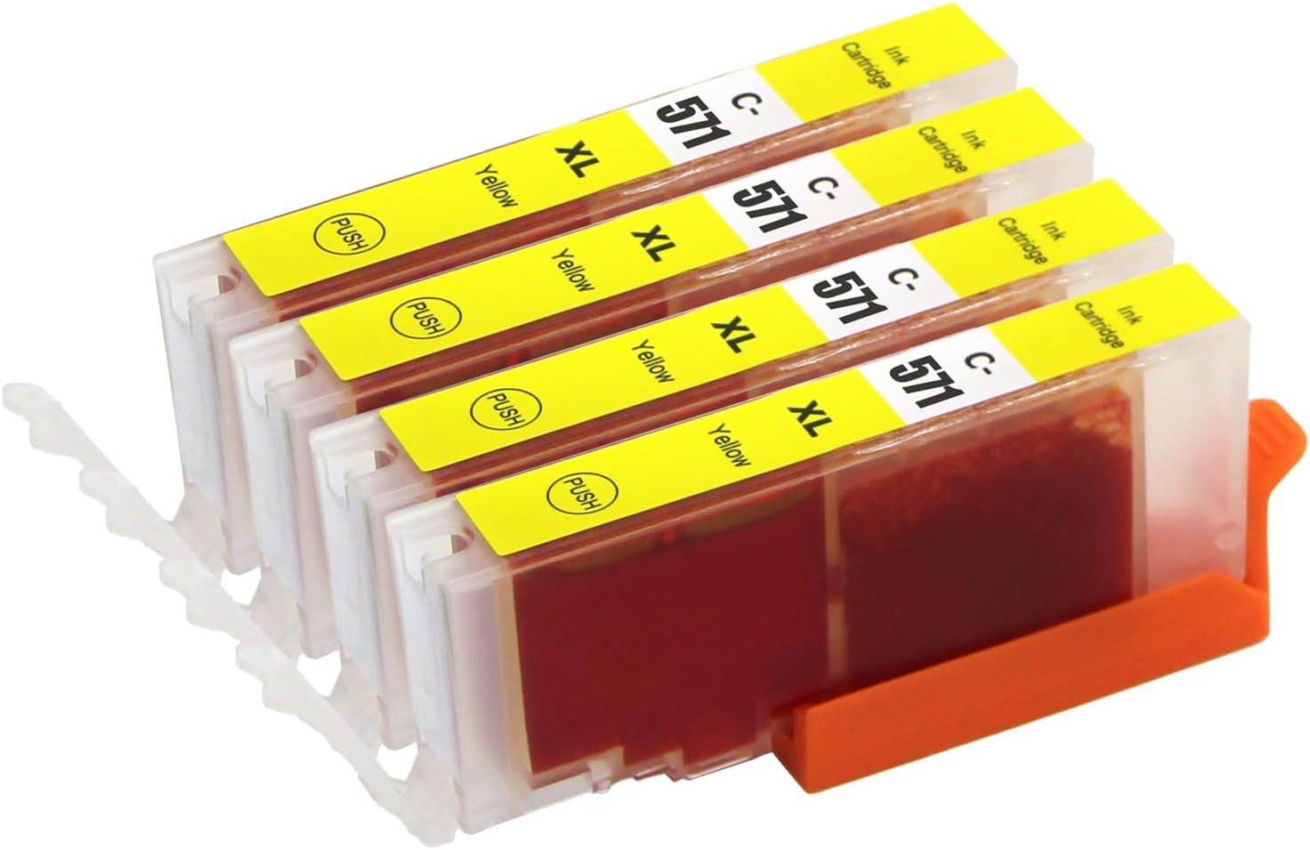 Go Inks 4 Yellow Ink Cartridges to replace Canon CLI-571Y Compatible/non-OEM for PIXMA Printers, High Capacity