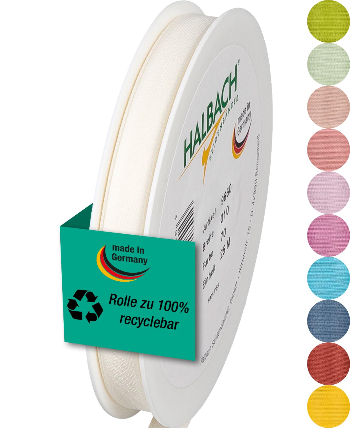 Halbach Seidenbänder Gift ribbon, width 25 mm, length 25 m, ribbon made in Germany, gift ribbons in different colors and widths, perfect for packaging