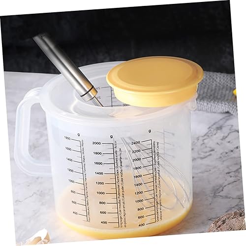 Miniatura 8 de HEMOTON Tazón para mezclar con tapa, tazas de café medidas, con tapas, taza para hornear, manija, escala, marcado, taza graduada, taza para hornear,