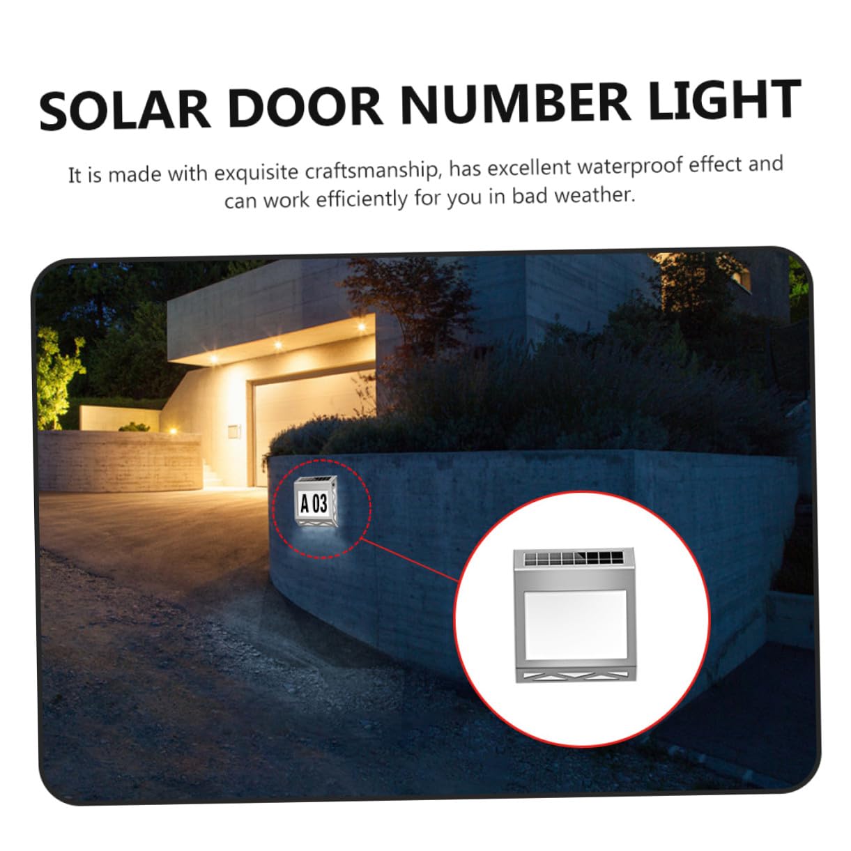 LIFKOME Solar Türschildlampe Adressschild mit LED Ip54 aus PP Silber 1 Satz für Haus und Haustürbeleuchtung